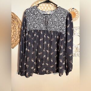 Matilda Jane Black Floral Mixed-Print Peasant Tunic